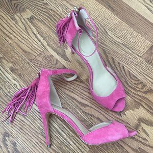 NWOT BOTKIER Anna Hot Pink Peep Toe Sandals with Tassels